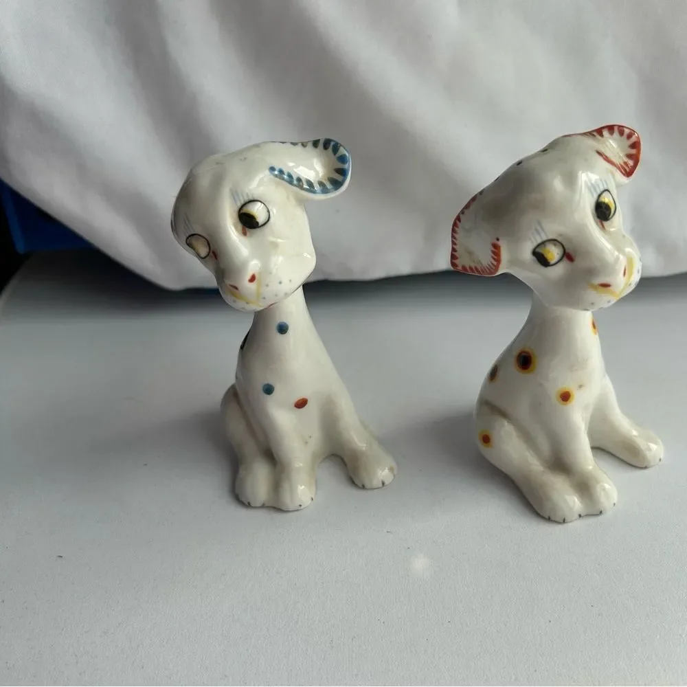 Vintage Ceramic Dalmatian Figurines Salt & Pepper Shakers